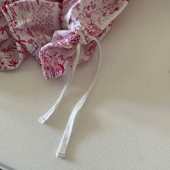 Christopher & Banks Hooded Top Size M Pullover Pink White Scenic Print Vacation - Picture 9 of 9